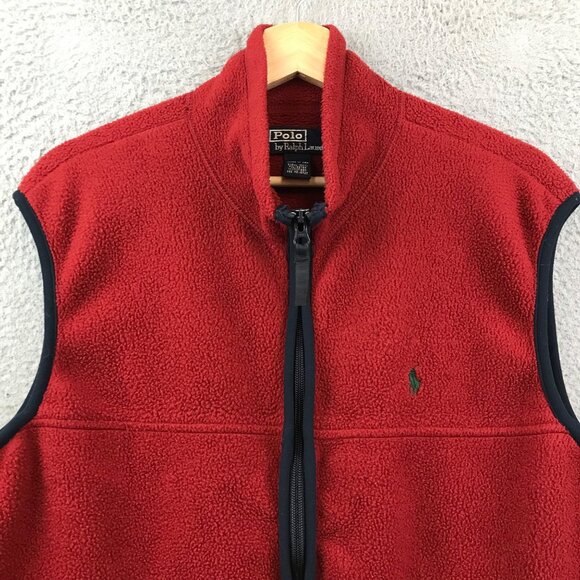 Vintage Polo Ralph Lauren Fleece Sweater Vest Large Red Made In Usa 90s - Picture 3 of 9